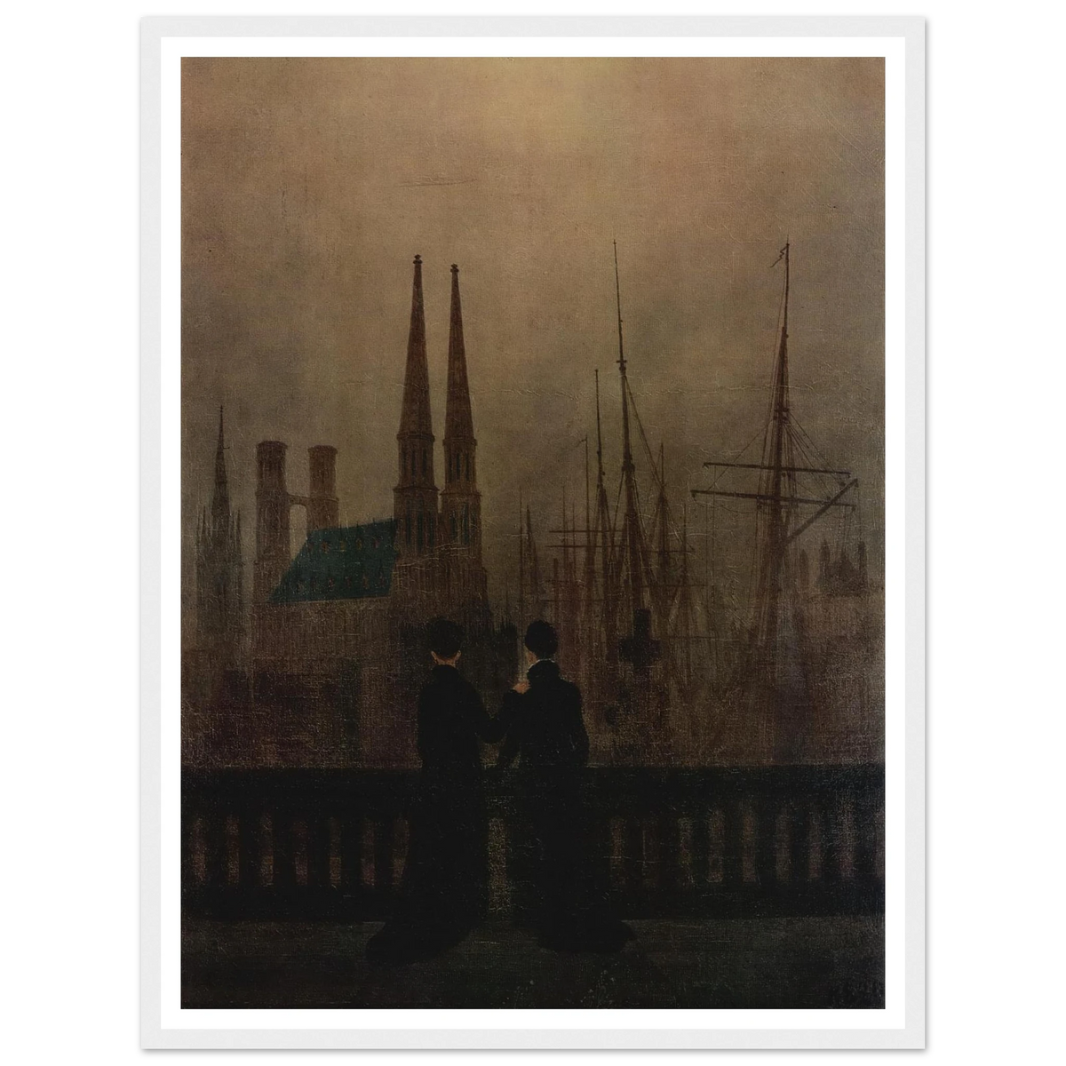 The Sisters on the Balcony (1820) Art Print | Caspar David Friedrich - Framed Poster - 30x40 cm / 12x16″ - Black frame