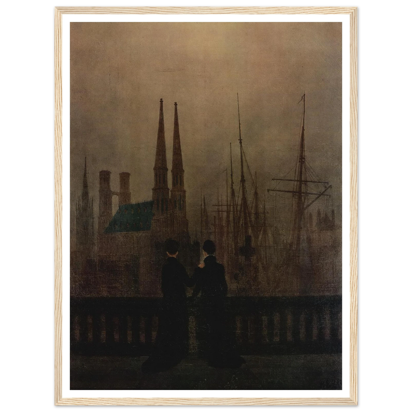 The Sisters on the Balcony (1820) Art Print | Caspar David Friedrich - Framed Poster - 30x40 cm / 12x16″ - Black frame