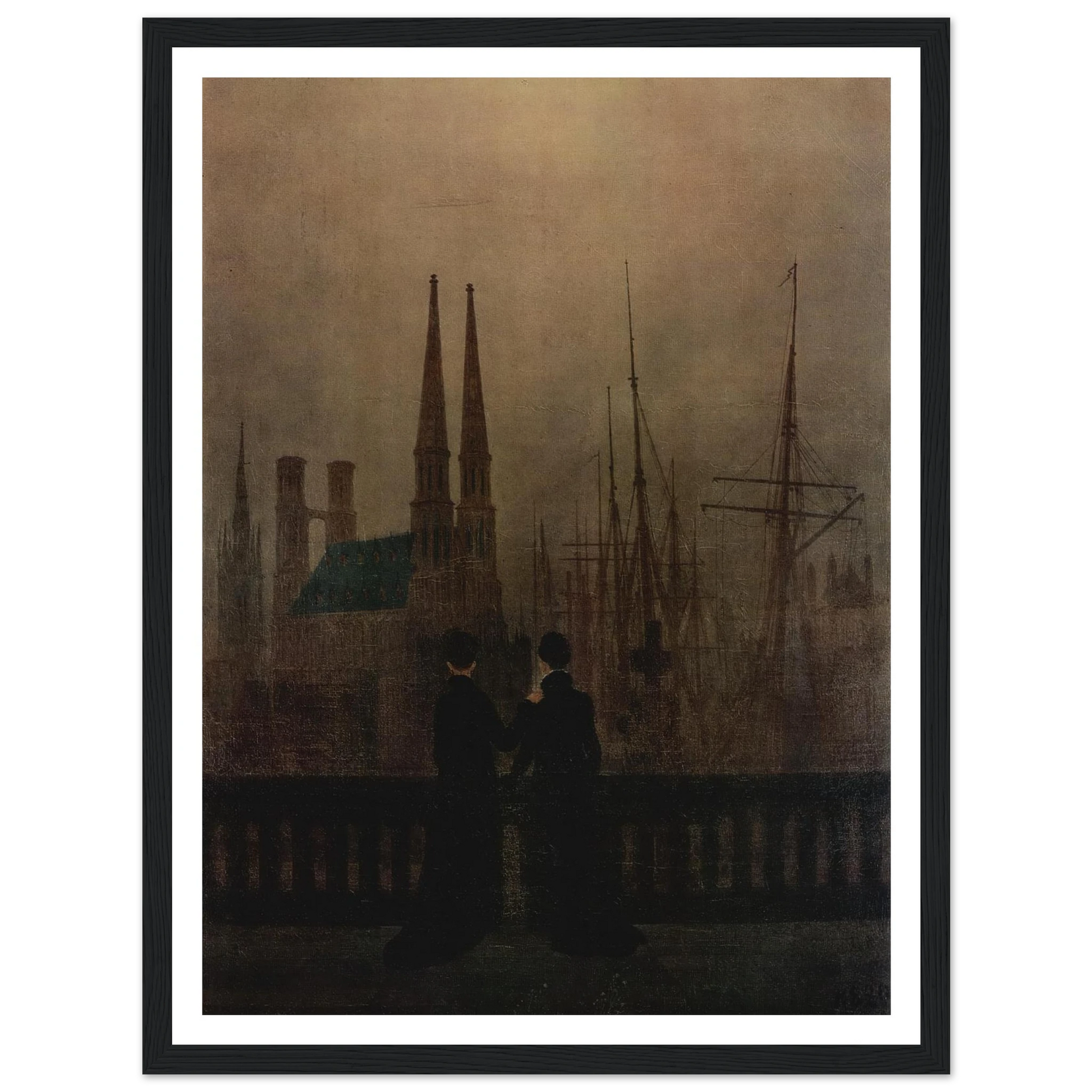 The Sisters on the Balcony (1820) Art Print | Caspar David Friedrich - Framed Poster - 30x40 cm / 12x16″ - Black frame