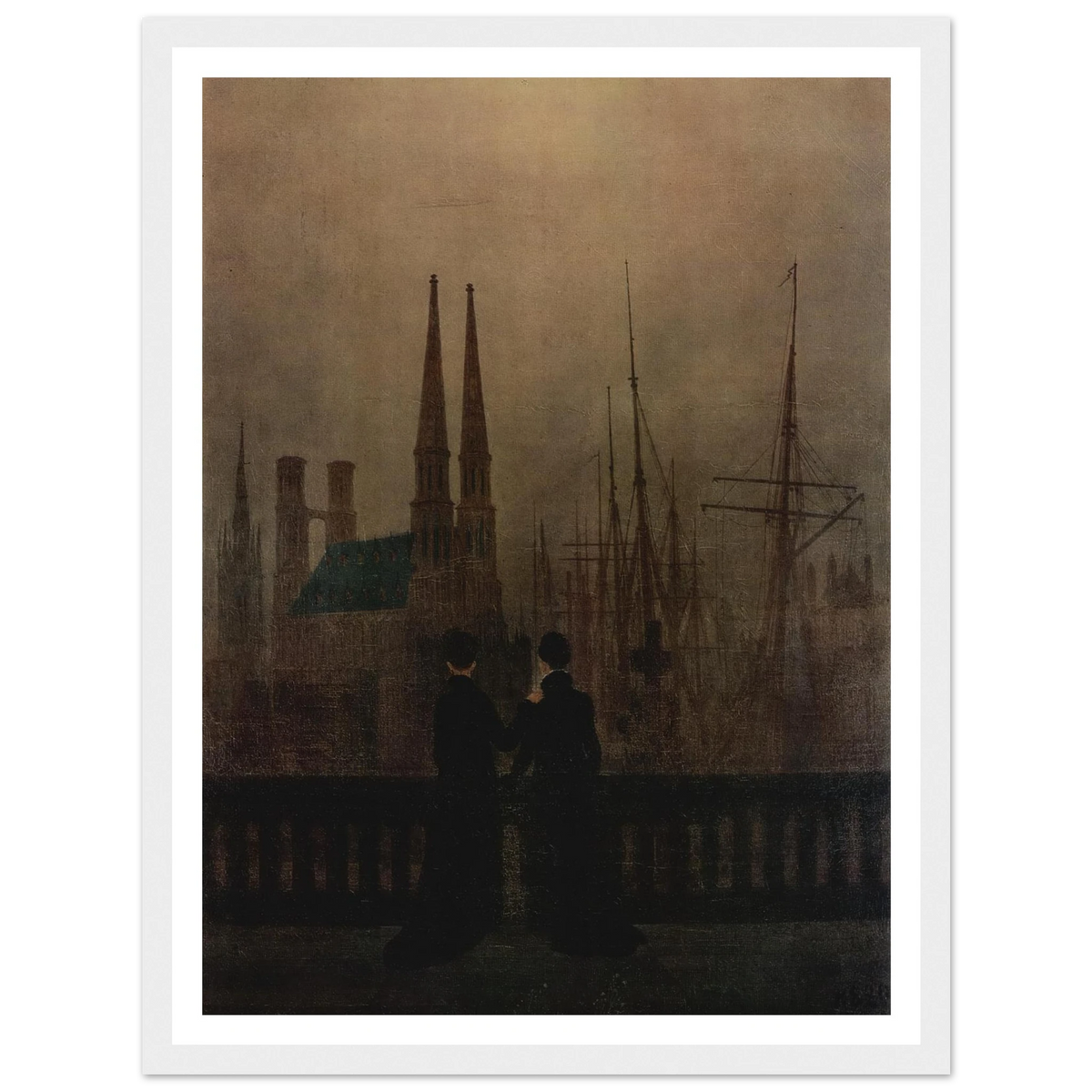 The Sisters on the Balcony (1820) Art Print | Caspar David Friedrich - Framed Poster - 30x40 cm / 12x16″ - Black frame
