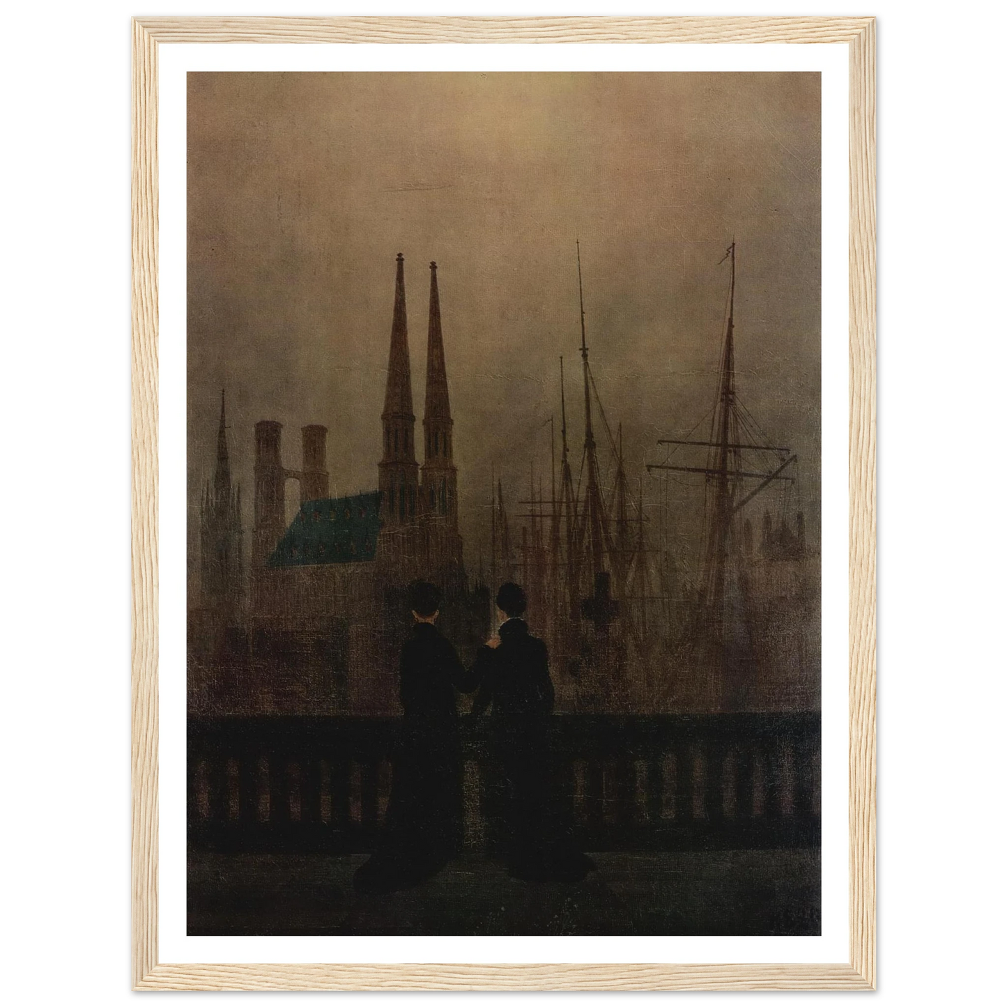 The Sisters on the Balcony (1820) Art Print | Caspar David Friedrich - Framed Poster - 30x40 cm / 12x16″ - Black frame