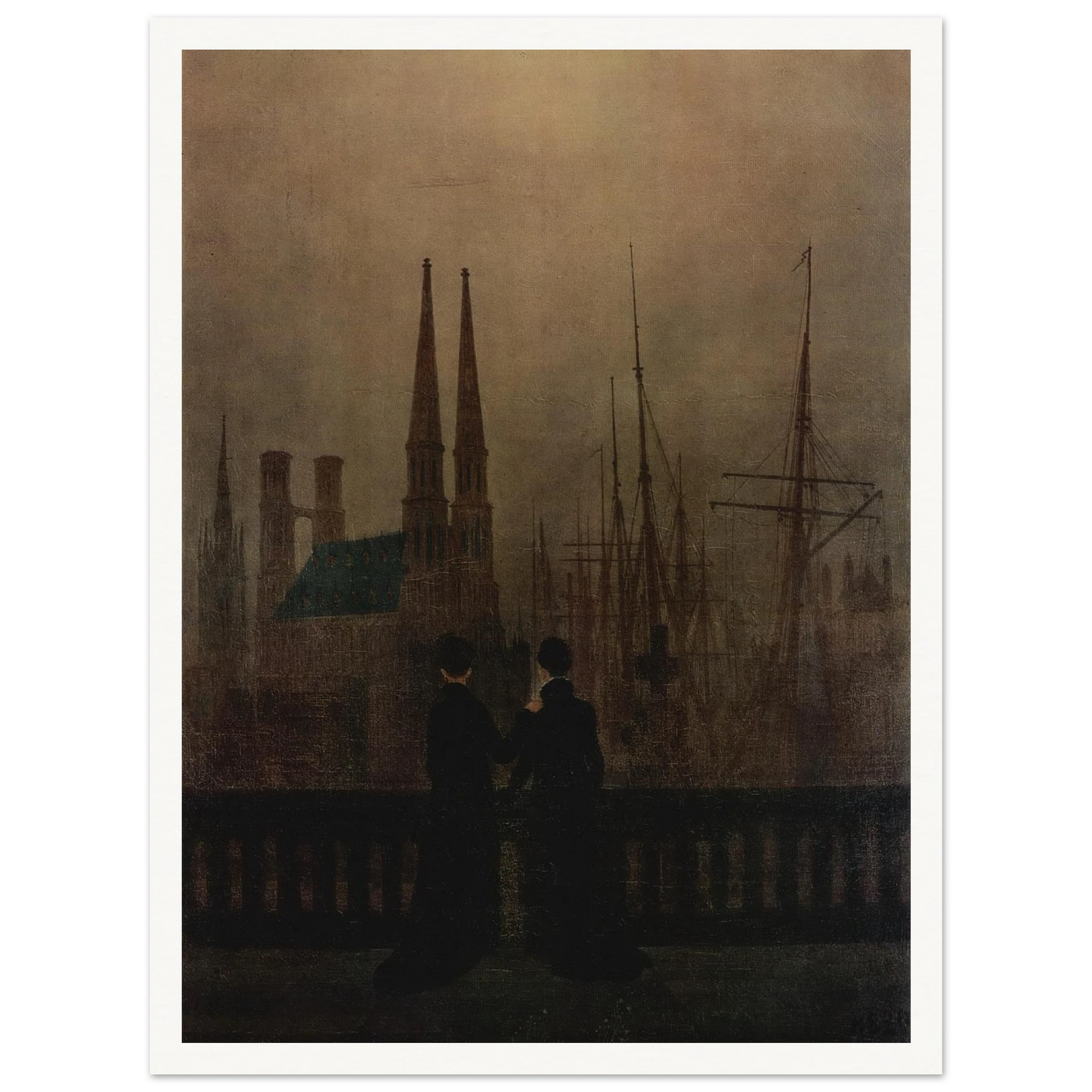 The Sisters on the Balcony (1820) Art Print | Caspar David Friedrich - Framed Poster - 30x40 cm / 12x16″ - Black frame