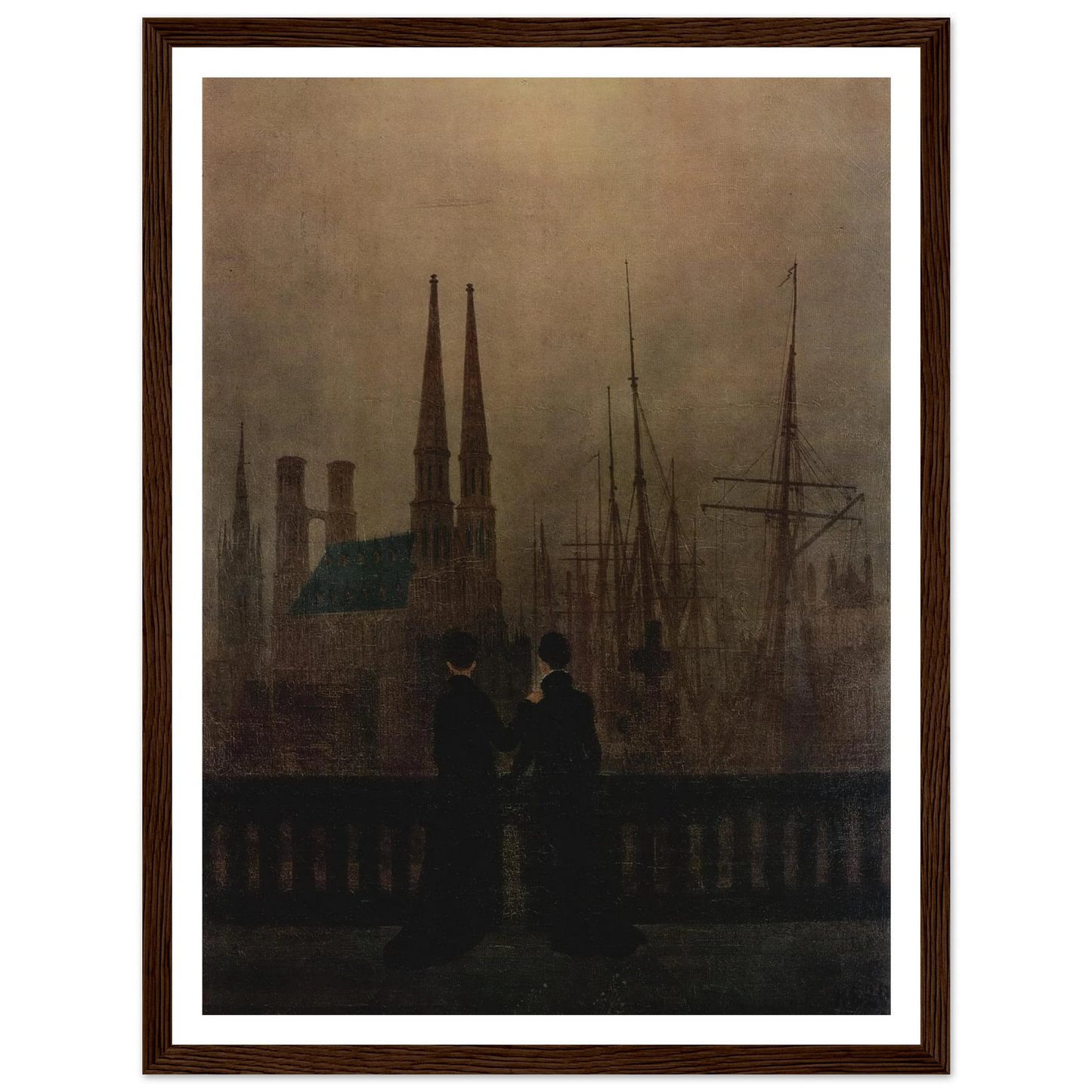 The Sisters on the Balcony (1820) Art Print | Caspar David Friedrich - Framed Poster - 30x40 cm / 12x16″ - Black frame