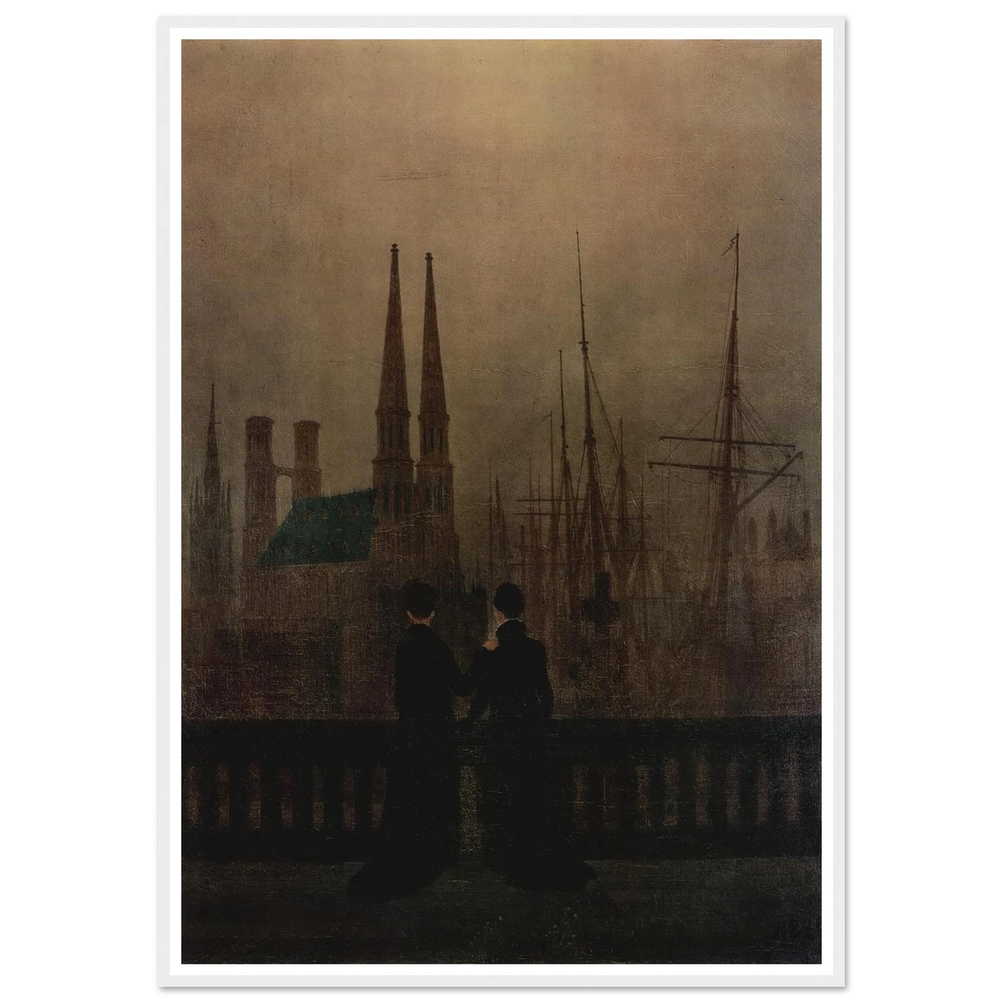 The Sisters on the Balcony (1820) Art Print | Caspar David Friedrich - Framed Poster - 30x40 cm / 12x16″ - Black frame