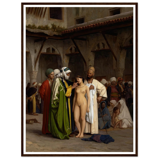 The Slave Market (circa 1866) Art Print | Jean Leon Gerome - Framed Poster - 30x40 cm / 12x16″ - Black frame