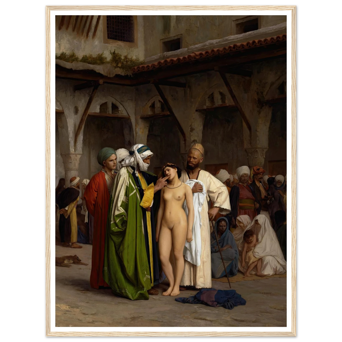 The Slave Market (circa 1866) Art Print | Jean Leon Gerome - Framed Poster - 30x40 cm / 12x16″ - Black frame