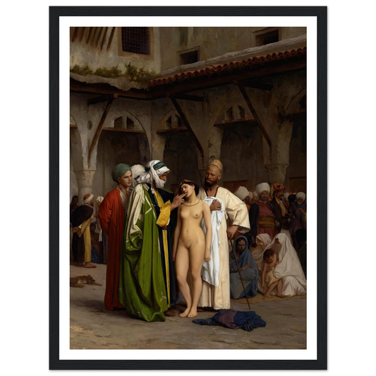 The Slave Market (circa 1866) Art Print | Jean Leon Gerome - Framed Poster - 30x40 cm / 12x16″ - Black frame