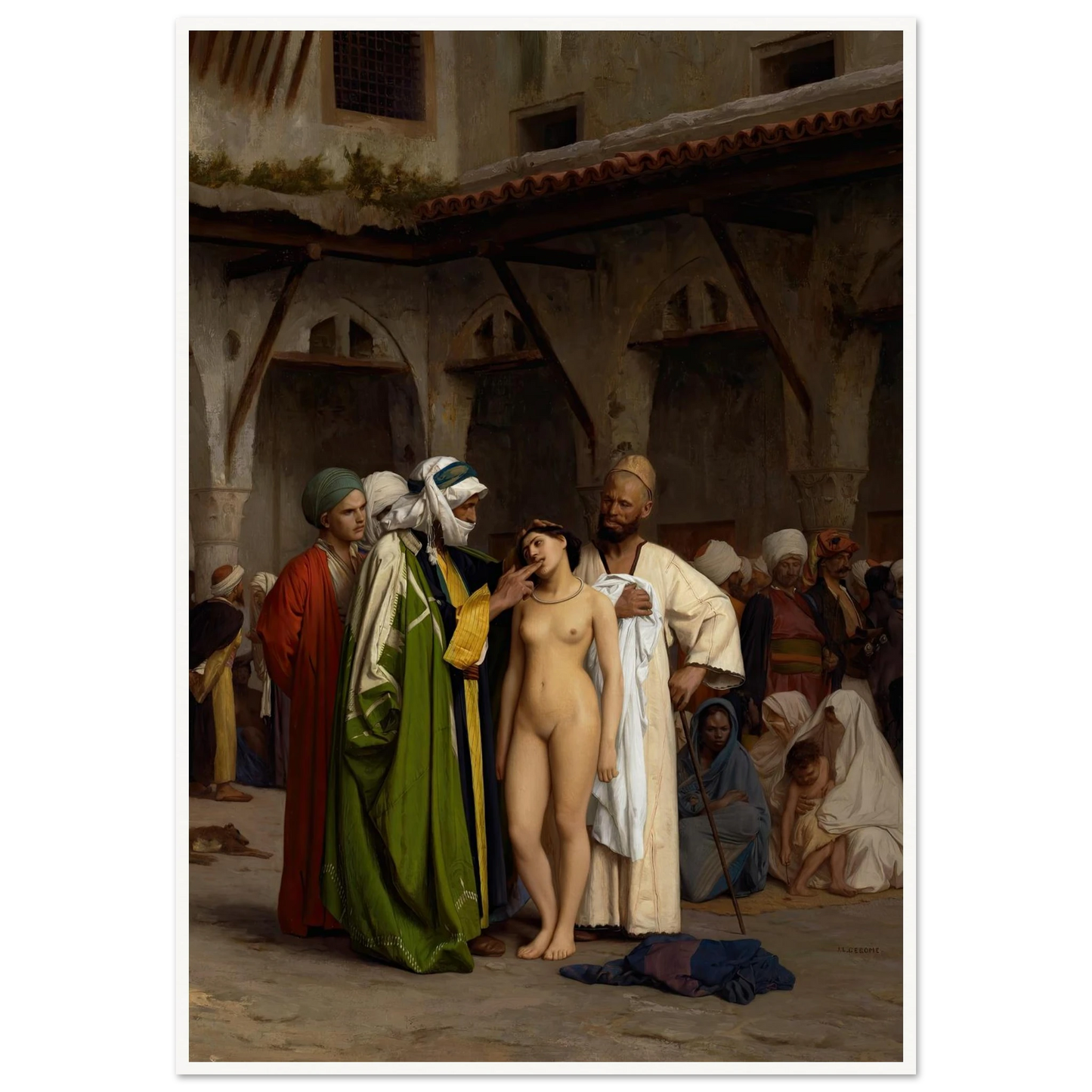The Slave Market (circa 1866) Art Print | Jean Leon Gerome - Framed Poster - 30x40 cm / 12x16″ - Black frame