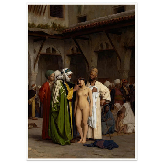The Slave Market (circa 1866) Art Print | Jean Leon Gerome - Framed Poster - 30x40 cm / 12x16″ - Black frame