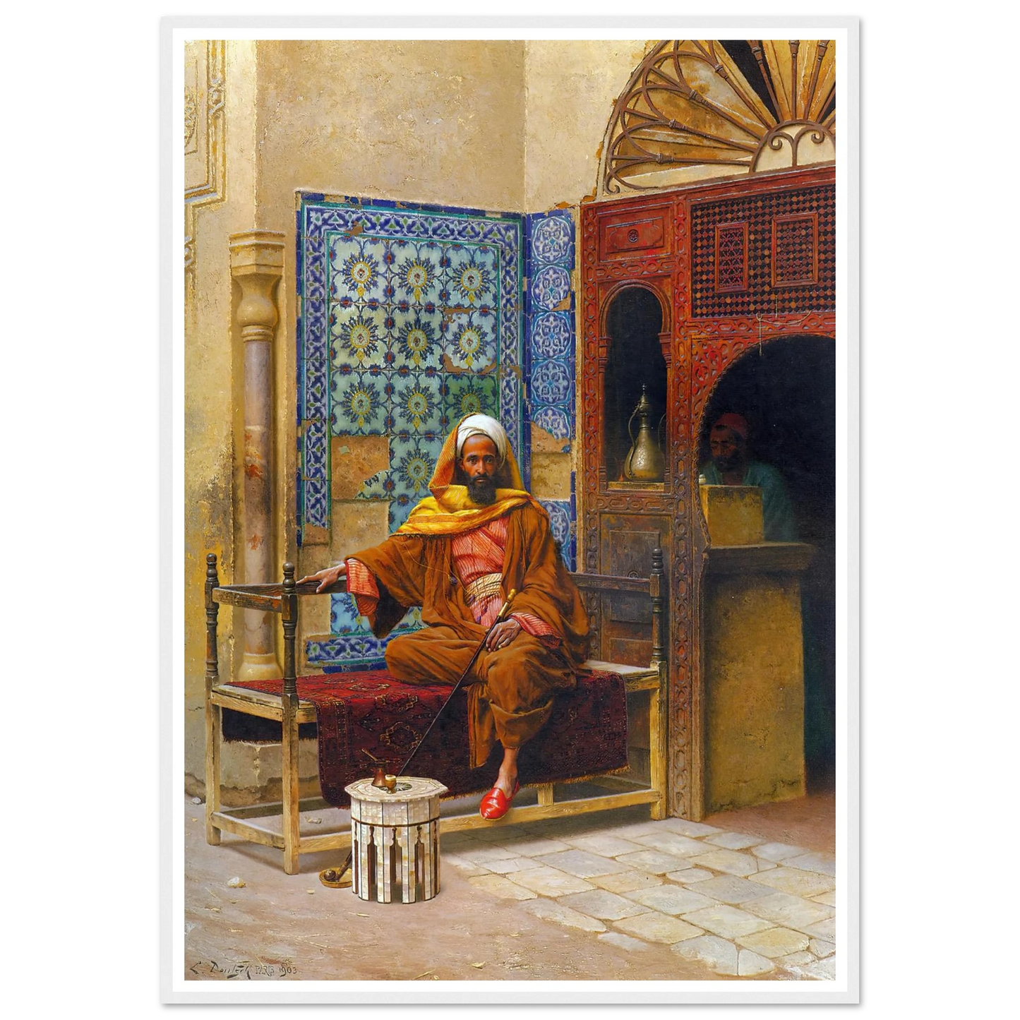 The Smoker (1903) Art Print | Ludwig Deutsch - Framed Poster - 30x40 cm / 12x16″ - Black frame