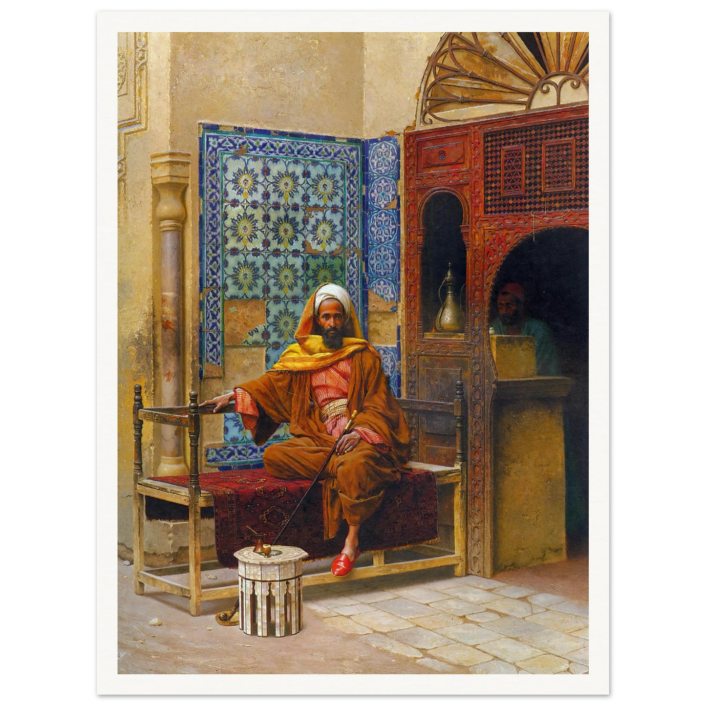 The Smoker (1903) Art Print | Ludwig Deutsch - Framed Poster - 30x40 cm / 12x16″ - Black frame