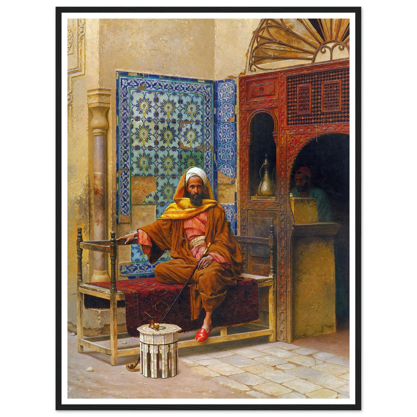 The Smoker (1903) Art Print | Ludwig Deutsch - Framed Poster - 30x40 cm / 12x16″ - Black frame