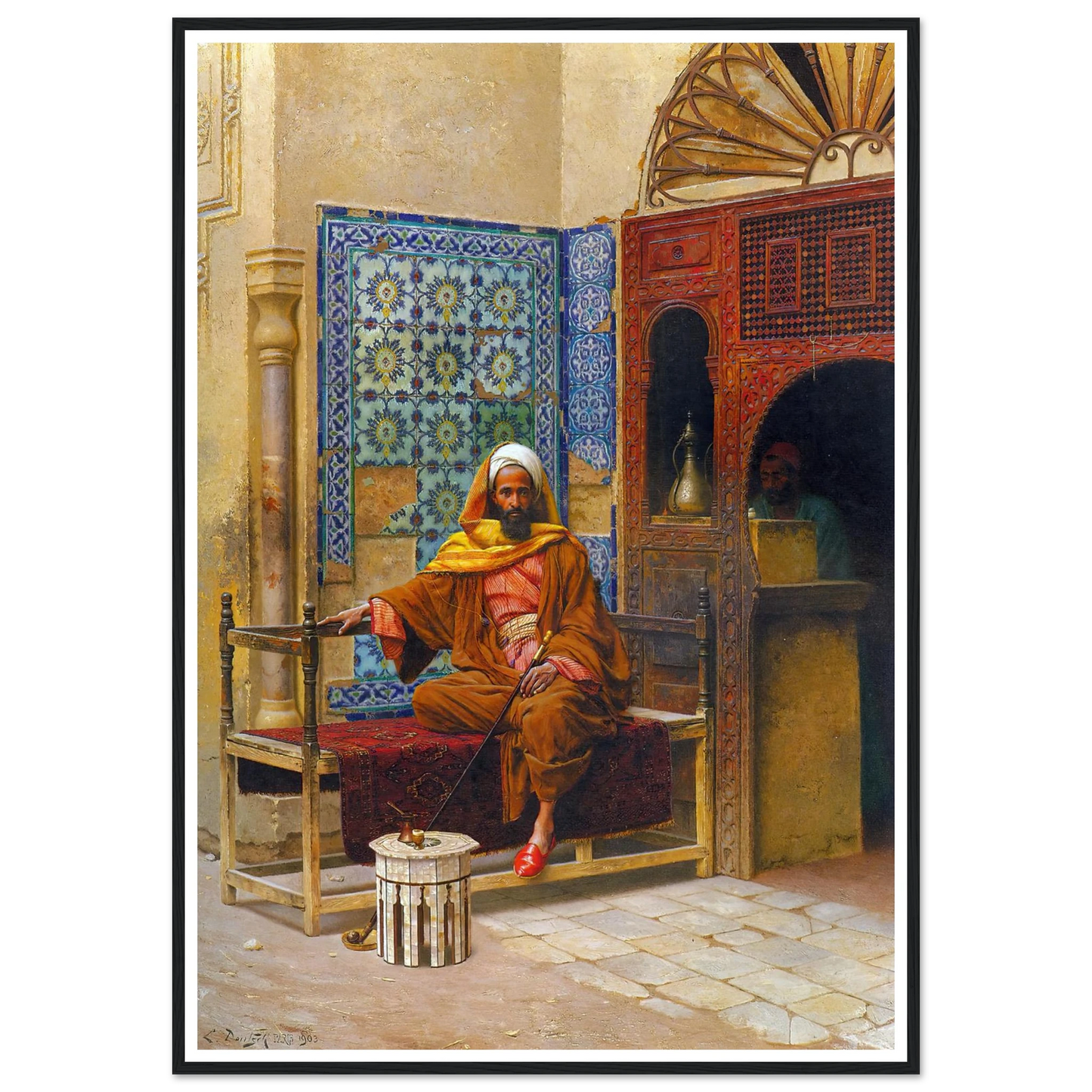 The Smoker (1903) Art Print | Ludwig Deutsch - Framed Poster - 30x40 cm / 12x16″ - Black frame