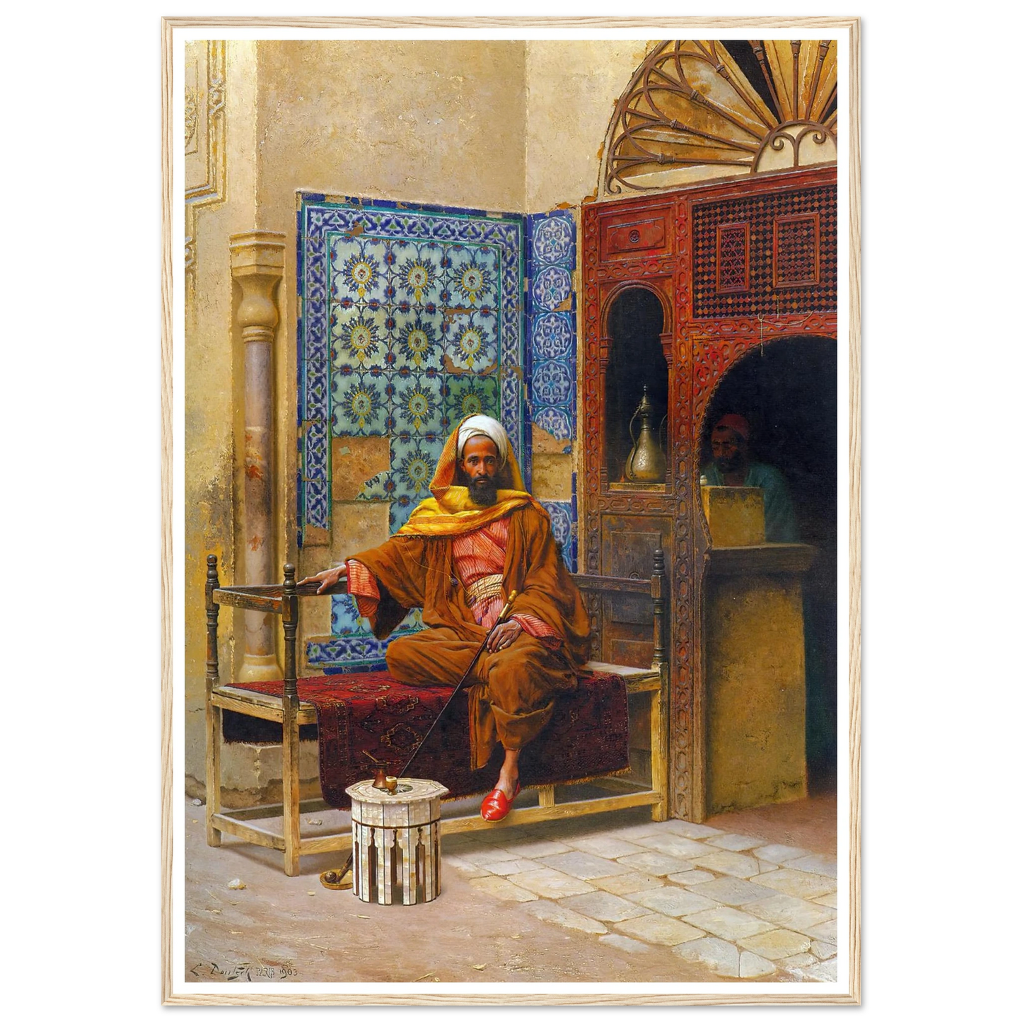 The Smoker (1903) Art Print | Ludwig Deutsch - Framed Poster - 30x40 cm / 12x16″ - Black frame