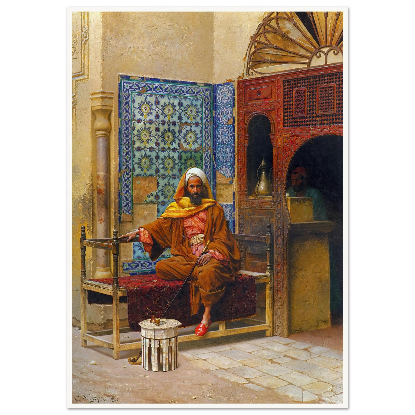 The Smoker (1903) Art Print | Ludwig Deutsch - Framed Poster - 30x40 cm / 12x16″ - Black frame