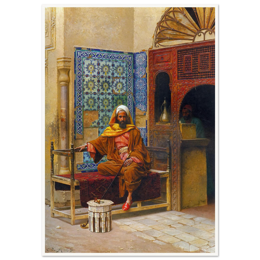 The Smoker (1903) Art Print | Ludwig Deutsch - Framed Poster - 30x40 cm / 12x16″ - Black frame