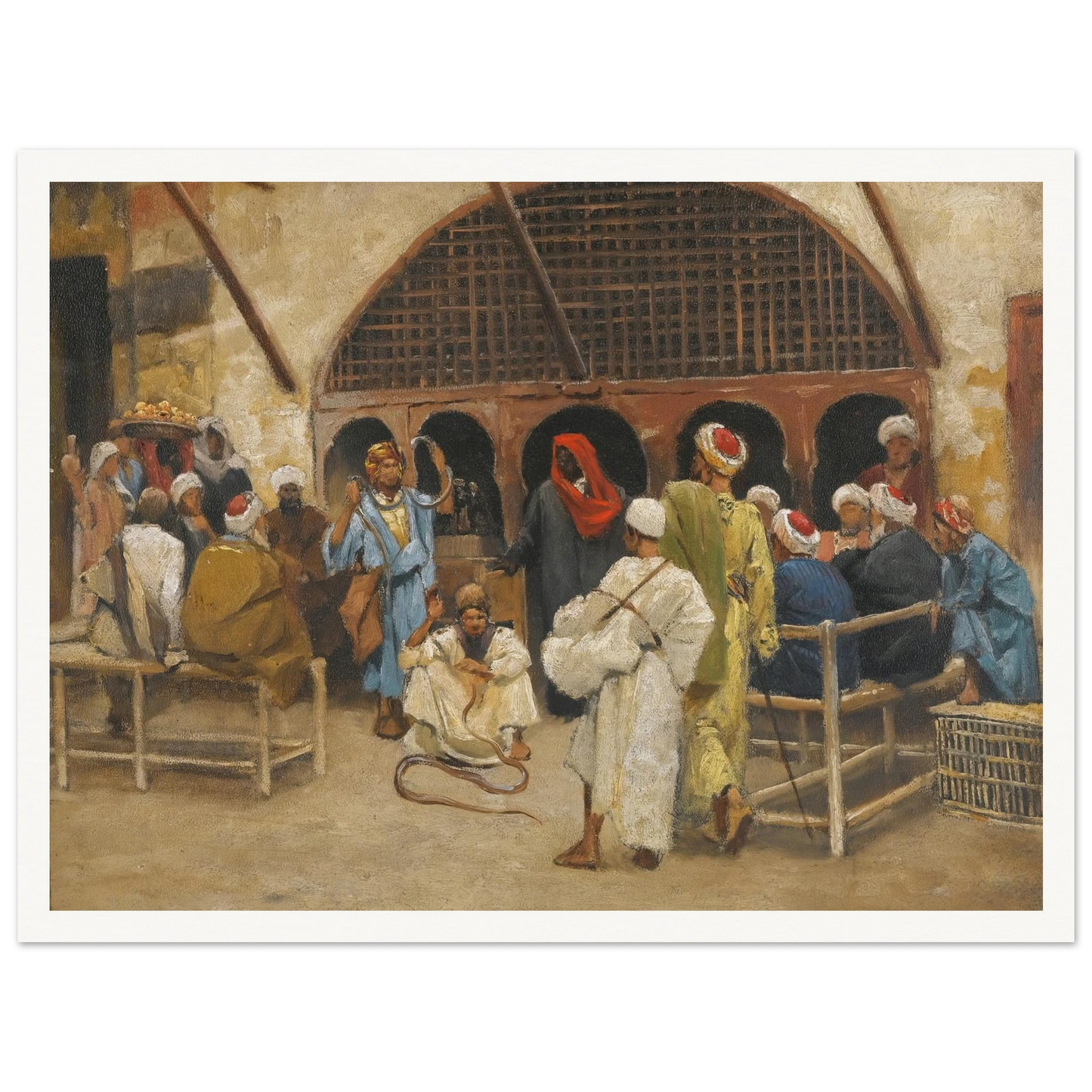 The Snake Charmers Art Print | Ludwig Deutsch - Framed Poster - 30x40 cm / 12x16″ - Black frame
