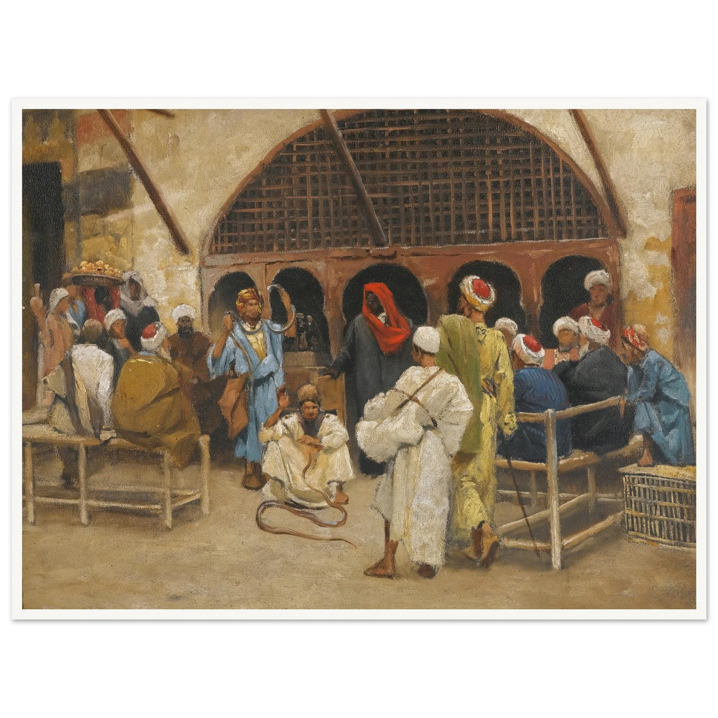 The Snake Charmers Art Print | Ludwig Deutsch - Framed Poster - 30x40 cm / 12x16″ - Black frame