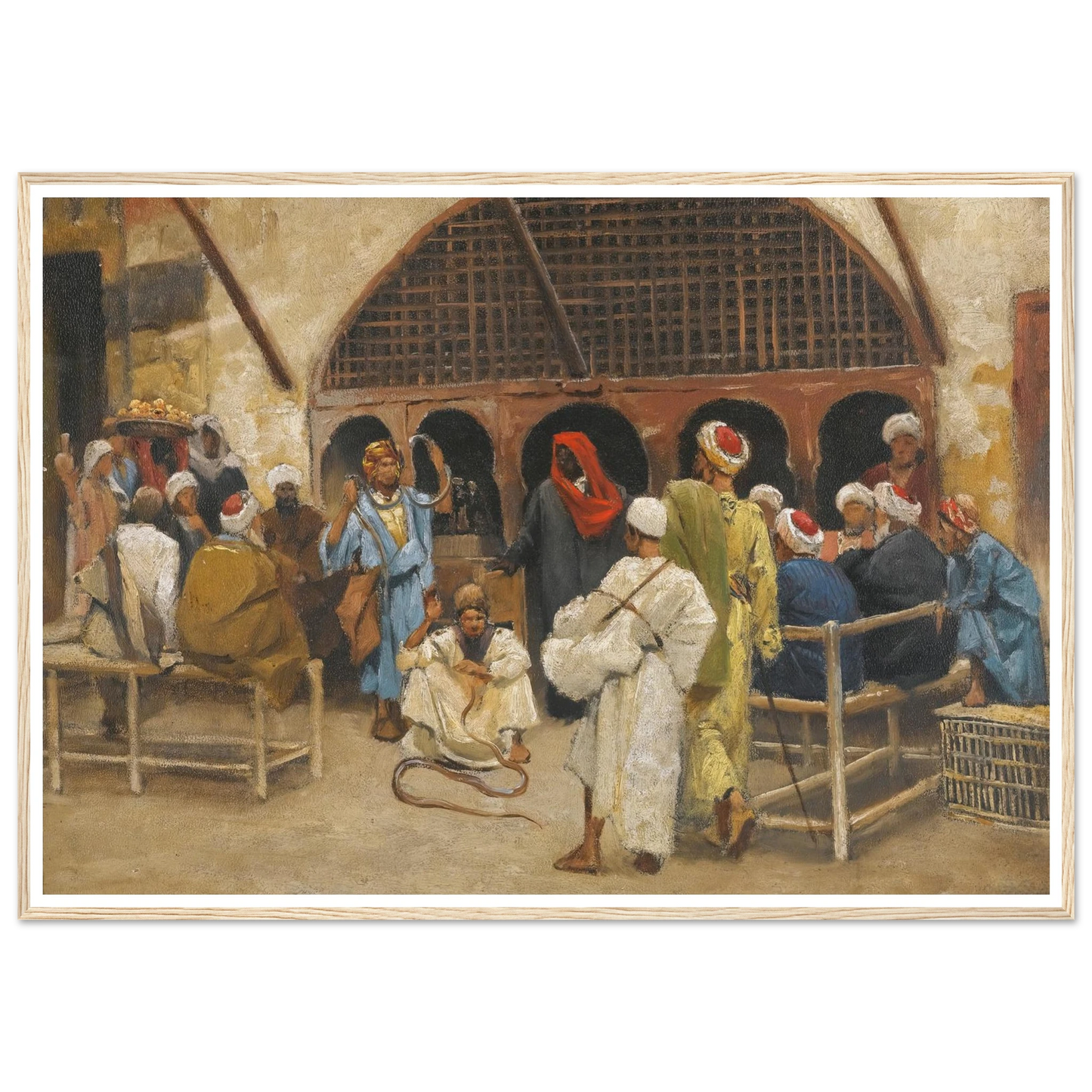 The Snake Charmers Art Print | Ludwig Deutsch - Framed Poster - 30x40 cm / 12x16″ - Black frame