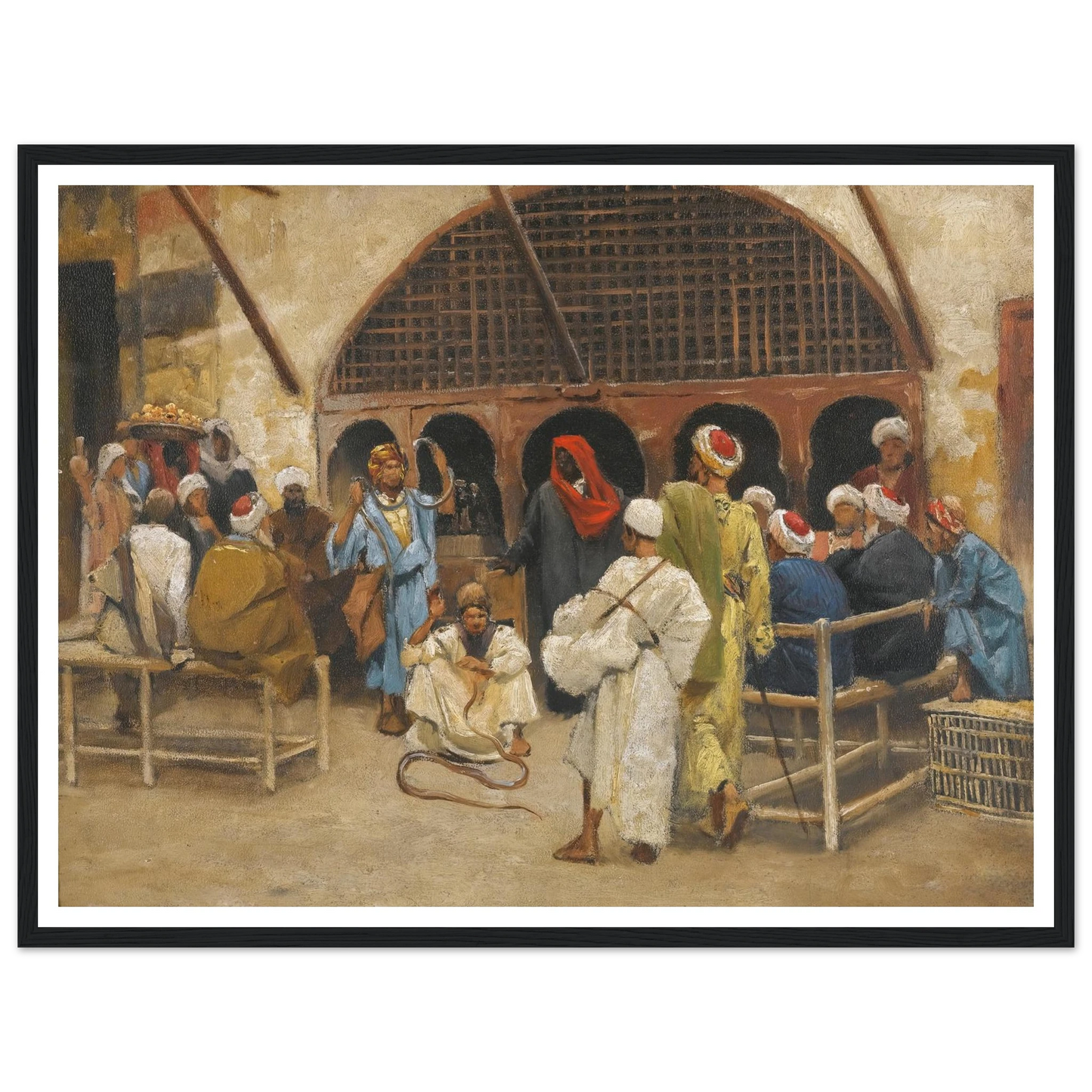 The Snake Charmers Art Print | Ludwig Deutsch - Framed Poster - 30x40 cm / 12x16″ - Black frame