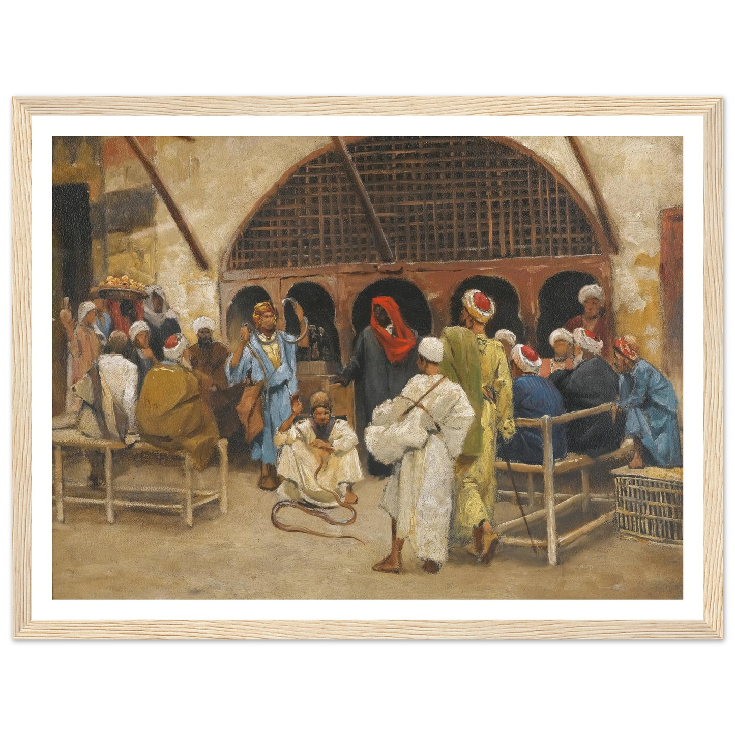 The Snake Charmers Art Print | Ludwig Deutsch - Framed Poster - 30x40 cm / 12x16″ - Black frame