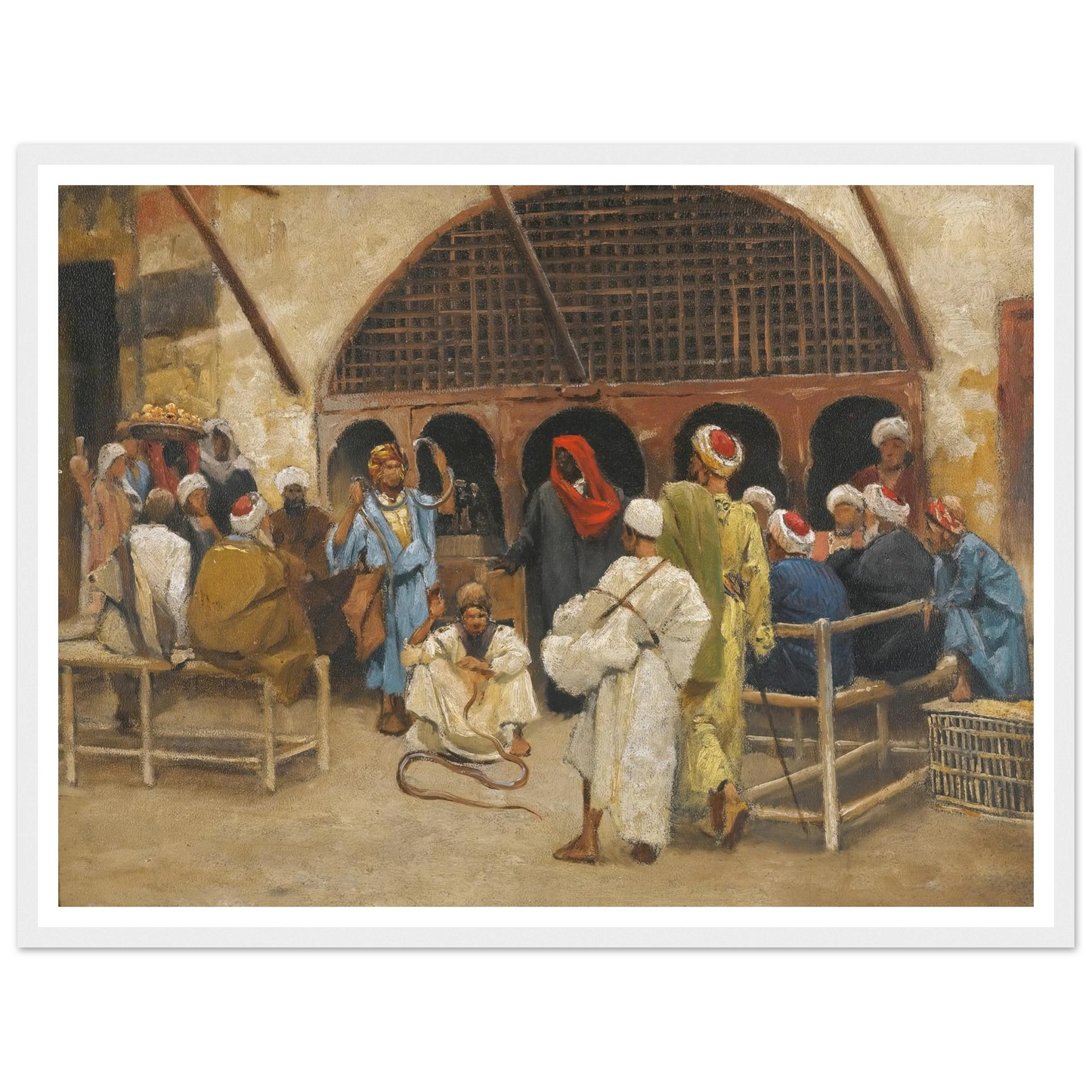 The Snake Charmers Art Print | Ludwig Deutsch - Framed Poster - 30x40 cm / 12x16″ - Black frame