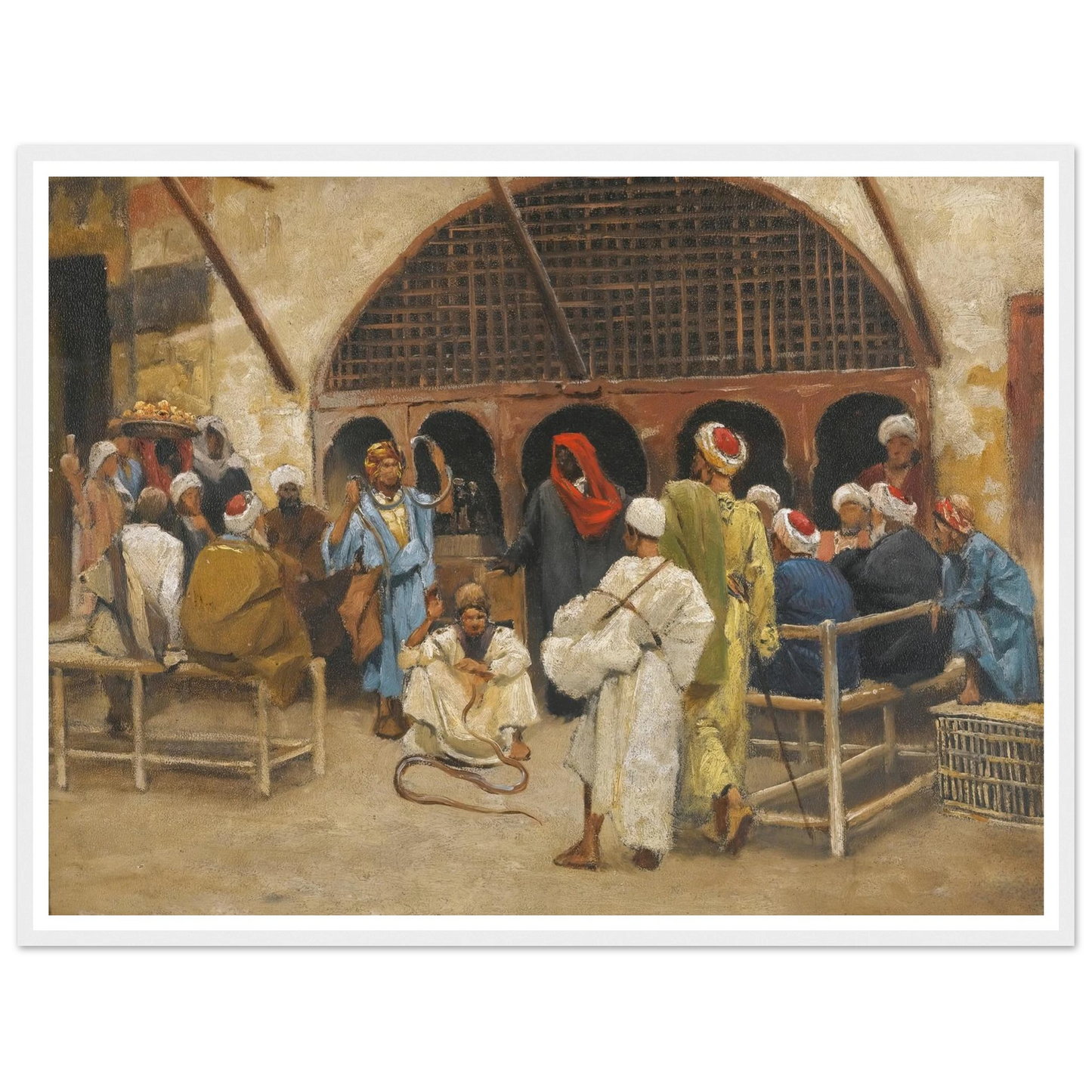 The Snake Charmers Art Print | Ludwig Deutsch - Framed Poster - 30x40 cm / 12x16″ - Black frame
