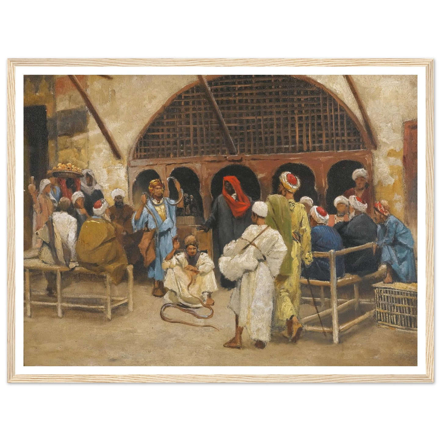 The Snake Charmers Art Print | Ludwig Deutsch - Framed Poster - 30x40 cm / 12x16″ - Black frame