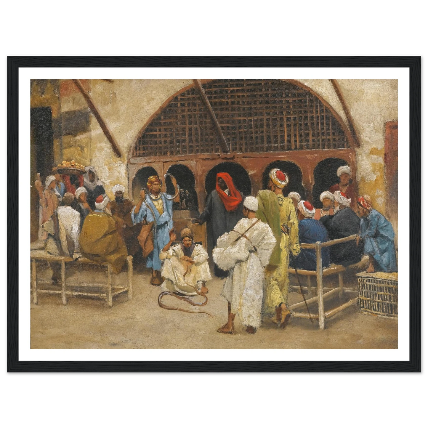 The Snake Charmers Art Print | Ludwig Deutsch - Framed Poster - 30x40 cm / 12x16″ - Black frame