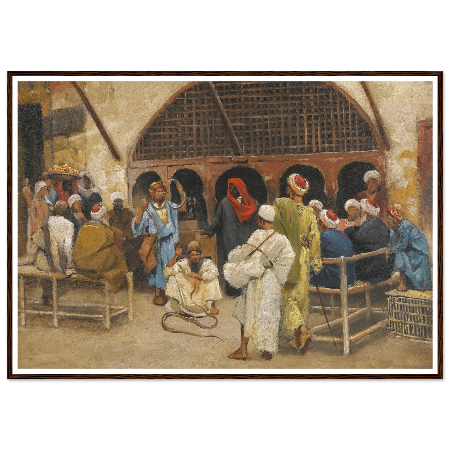 The Snake Charmers Art Print | Ludwig Deutsch - Framed Poster - 30x40 cm / 12x16″ - Black frame