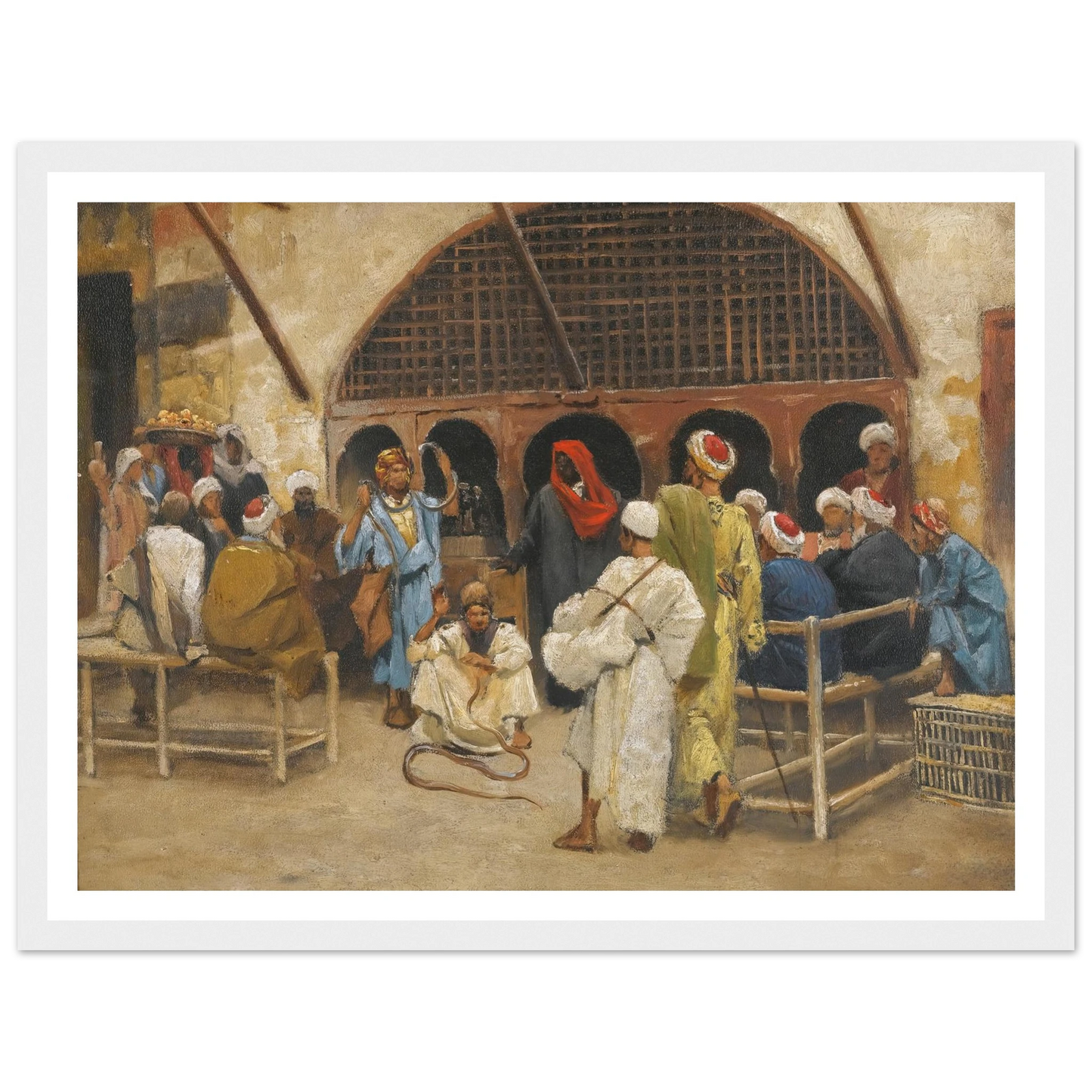 The Snake Charmers Art Print | Ludwig Deutsch - Framed Poster - 30x40 cm / 12x16″ - Black frame