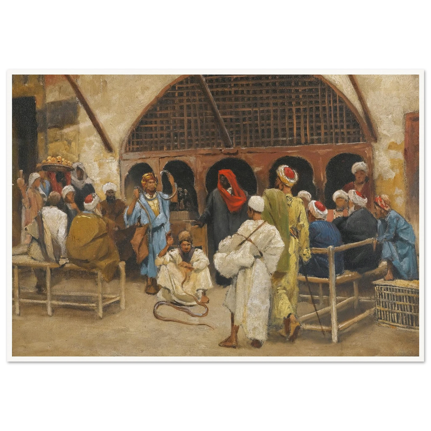 The Snake Charmers Art Print | Ludwig Deutsch - Framed Poster - 30x40 cm / 12x16″ - Black frame