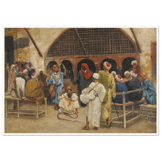 The Snake Charmers Art Print | Ludwig Deutsch - Framed Poster - 30x40 cm / 12x16″ - Black frame
