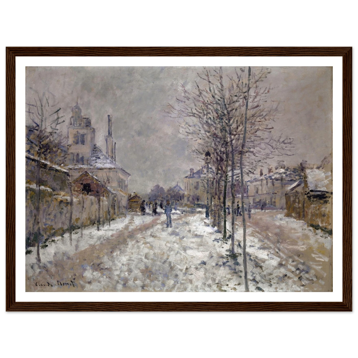 The Snow-Covered Boulevard De Pontoise In Argenteuil (1875) Art Print | Claude Monet - Framed Poster - 30x40 cm / 12x16″ - Black frame