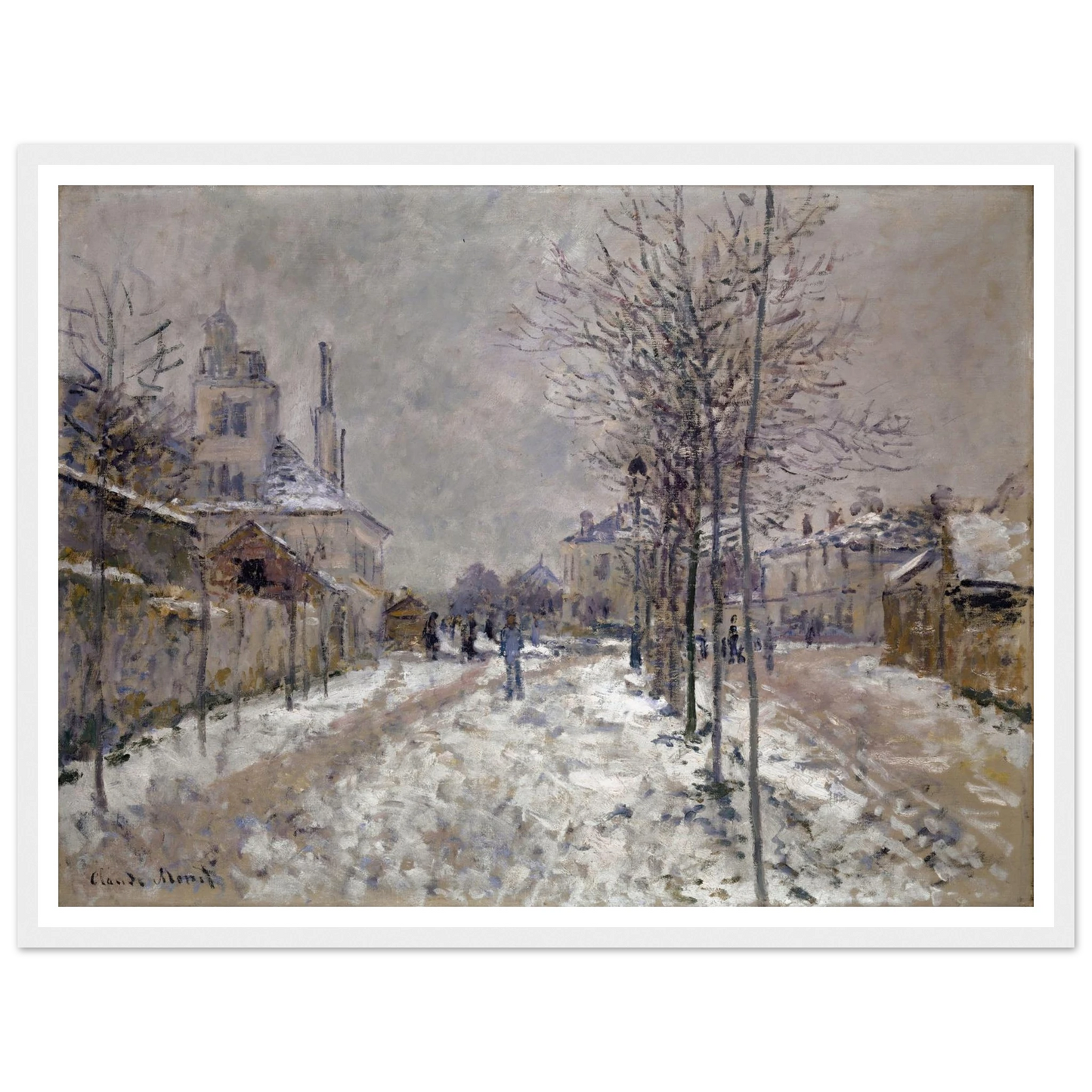 The Snow-Covered Boulevard De Pontoise In Argenteuil (1875) Art Print | Claude Monet - Framed Poster - 30x40 cm / 12x16″ - Black frame