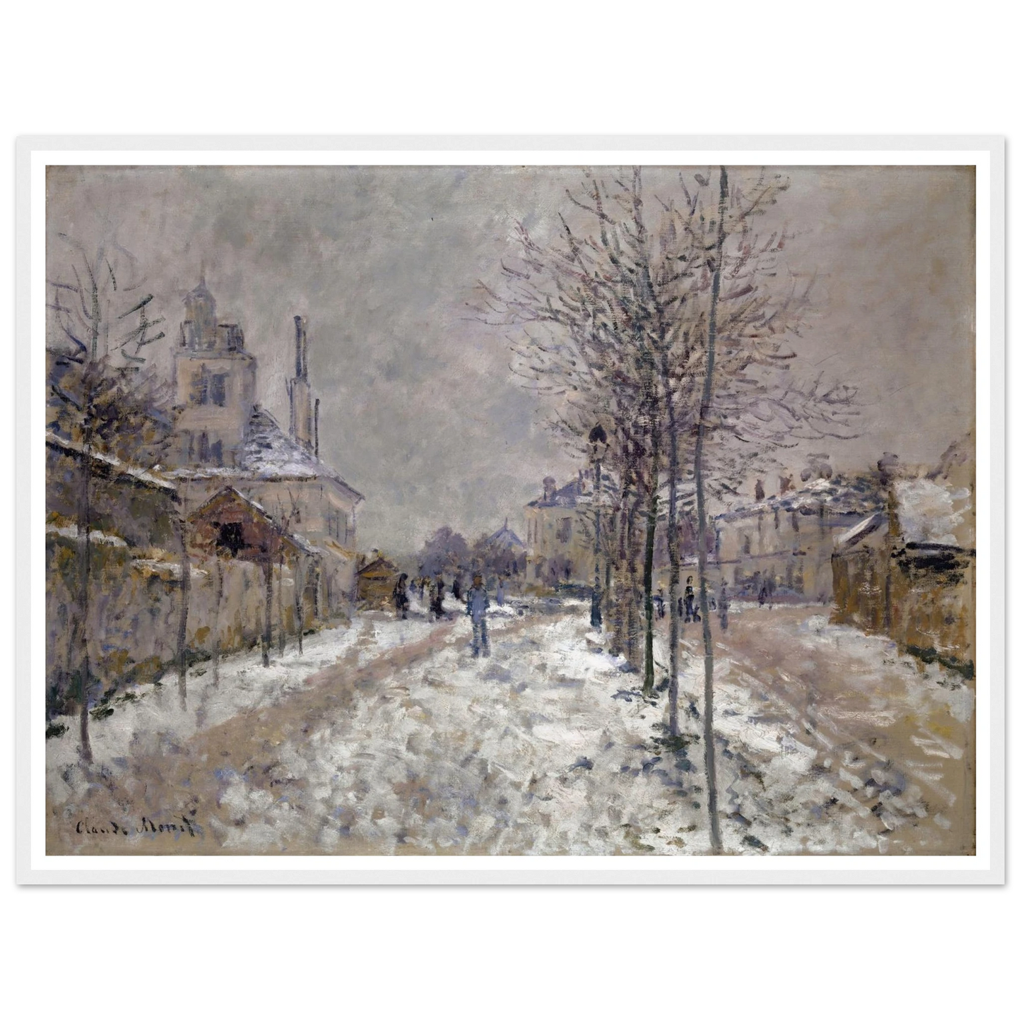 The Snow-Covered Boulevard De Pontoise In Argenteuil (1875) Art Print | Claude Monet - Framed Poster - 30x40 cm / 12x16″ - Black frame