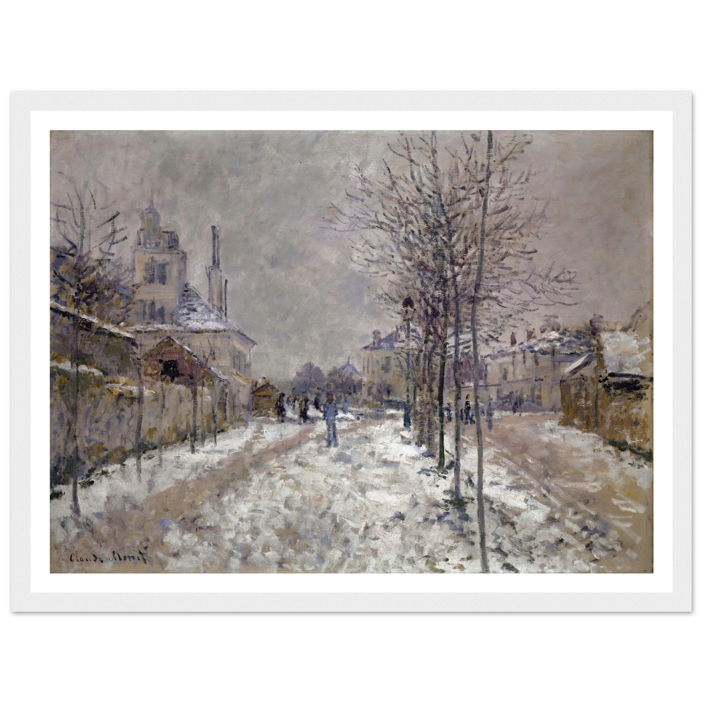 The Snow-Covered Boulevard De Pontoise In Argenteuil (1875) Art Print | Claude Monet - Framed Poster - 30x40 cm / 12x16″ - Black frame