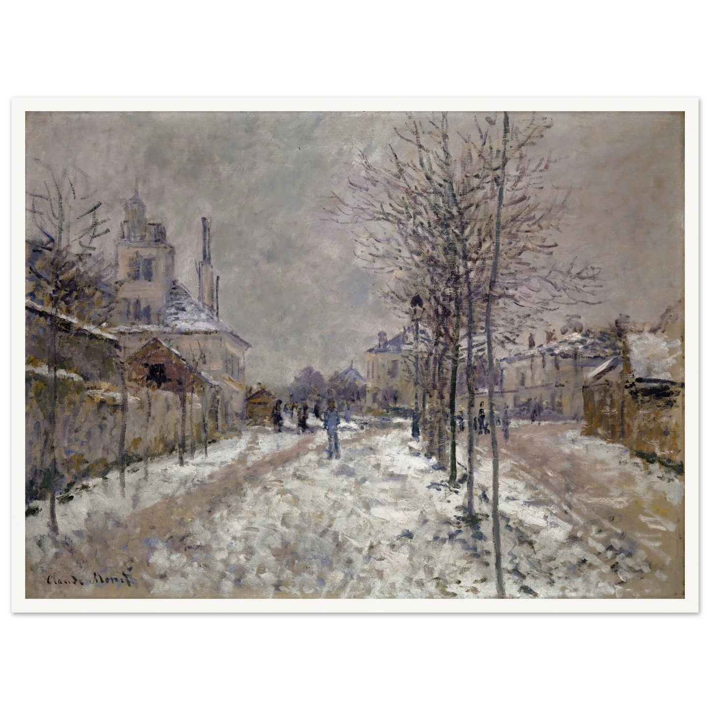 The Snow-Covered Boulevard De Pontoise In Argenteuil (1875) Art Print | Claude Monet - Framed Poster - 30x40 cm / 12x16″ - Black frame