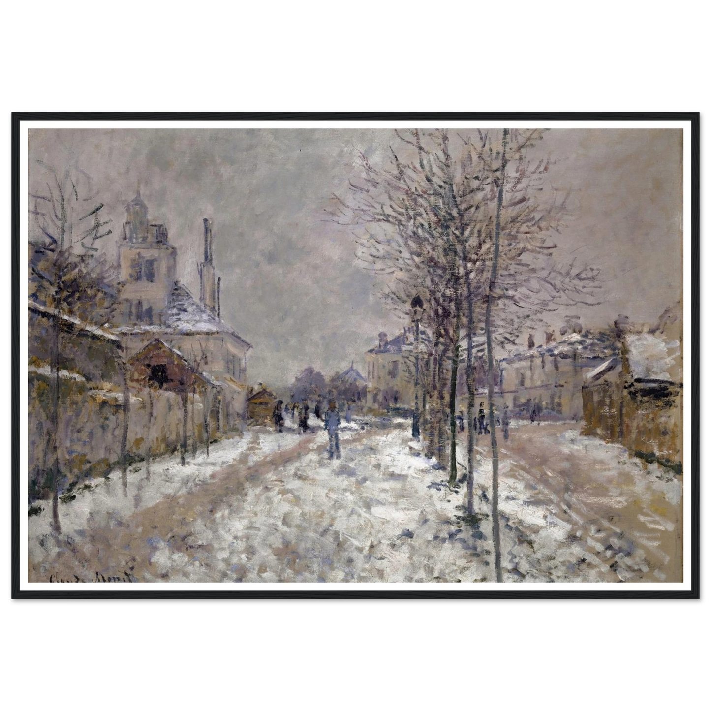 The Snow-Covered Boulevard De Pontoise In Argenteuil (1875) Art Print | Claude Monet - Framed Poster - 30x40 cm / 12x16″ - Black frame