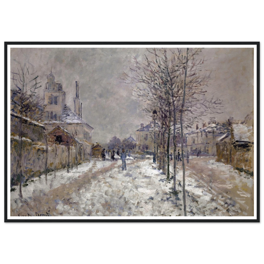 The Snow-Covered Boulevard De Pontoise In Argenteuil (1875) Art Print | Claude Monet - Framed Poster - 30x40 cm / 12x16″ - Black frame
