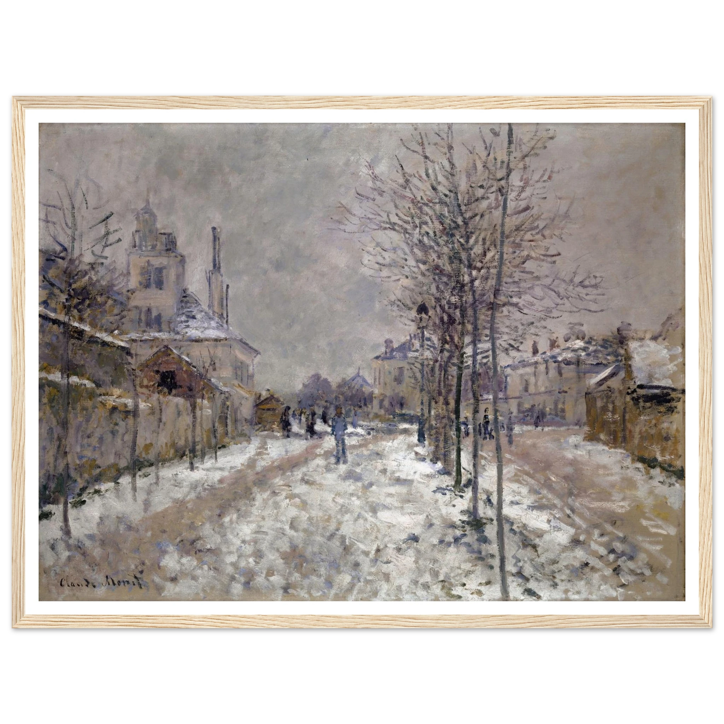 The Snow-Covered Boulevard De Pontoise In Argenteuil (1875) Art Print | Claude Monet - Framed Poster - 30x40 cm / 12x16″ - Black frame