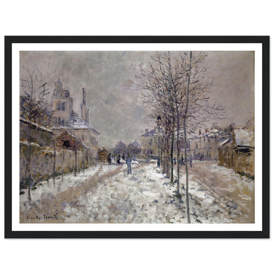 The Snow-Covered Boulevard De Pontoise In Argenteuil (1875) Art Print | Claude Monet - Framed Poster - 30x40 cm / 12x16″ - Black frame