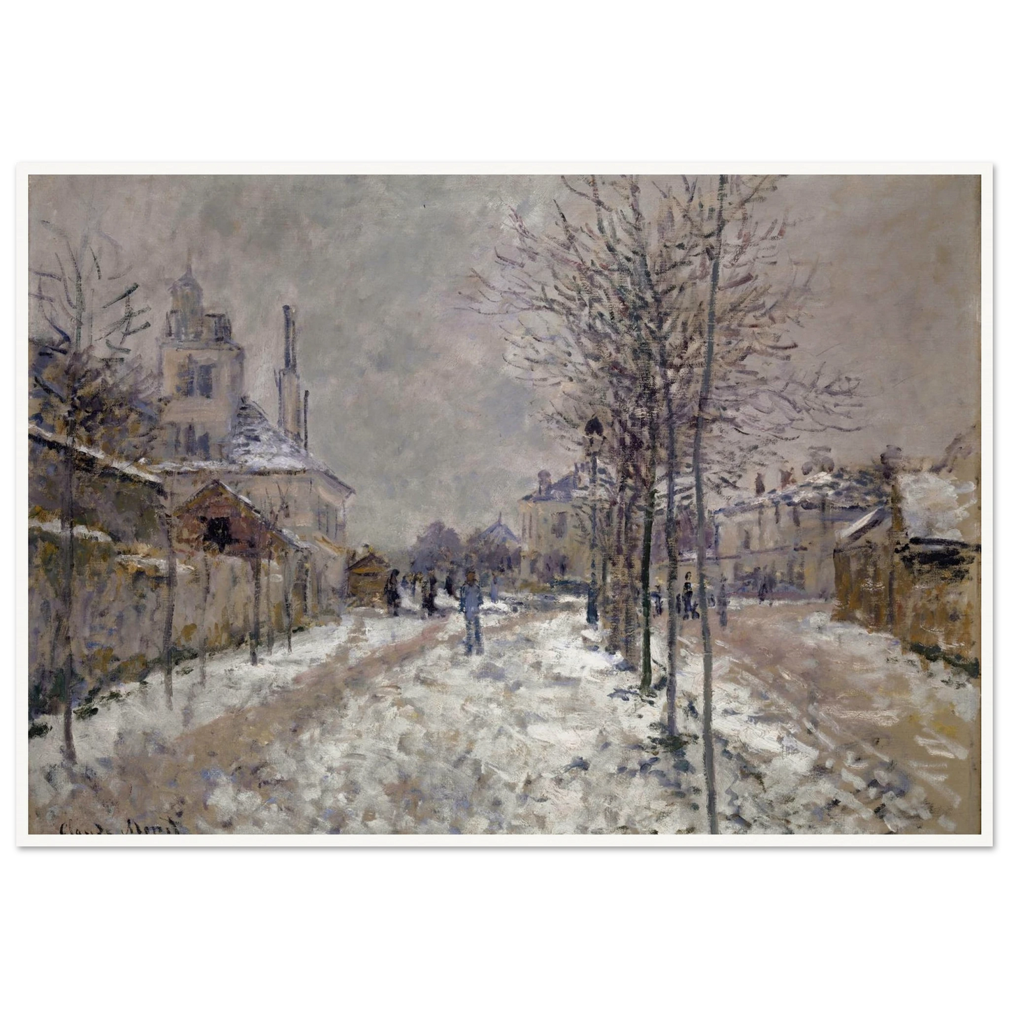 The Snow-Covered Boulevard De Pontoise In Argenteuil (1875) Art Print | Claude Monet - Framed Poster - 30x40 cm / 12x16″ - Black frame