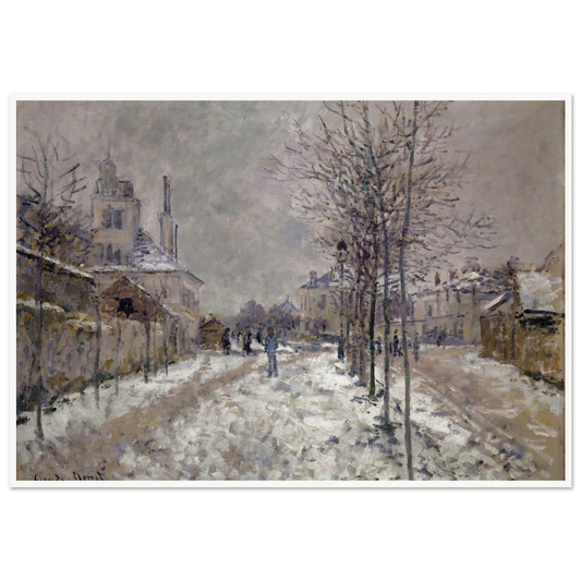 The Snow-Covered Boulevard De Pontoise In Argenteuil (1875) Art Print | Claude Monet - Framed Poster - 30x40 cm / 12x16″ - Black frame