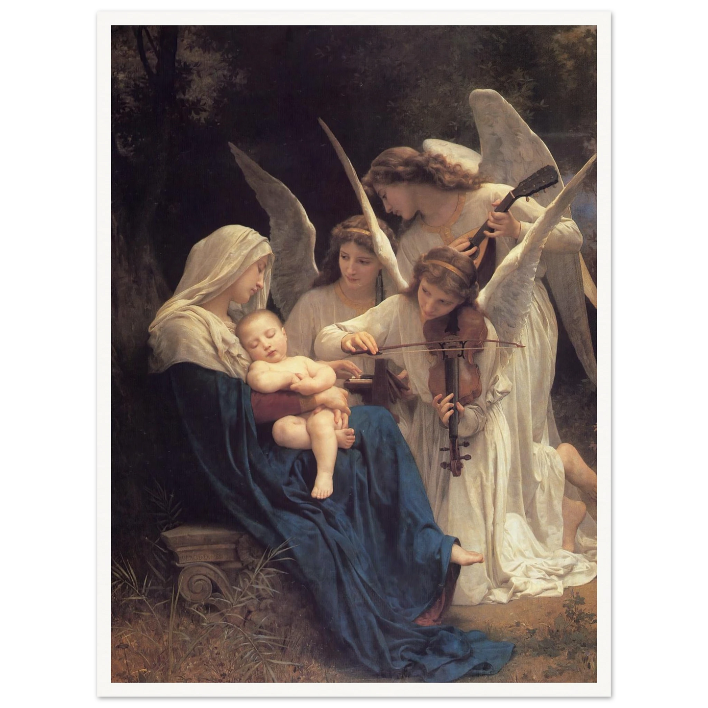 The song of the angels (1881) Art Print | William Bouguereau - Framed Poster - 30x40 cm / 12x16″ - Black frame