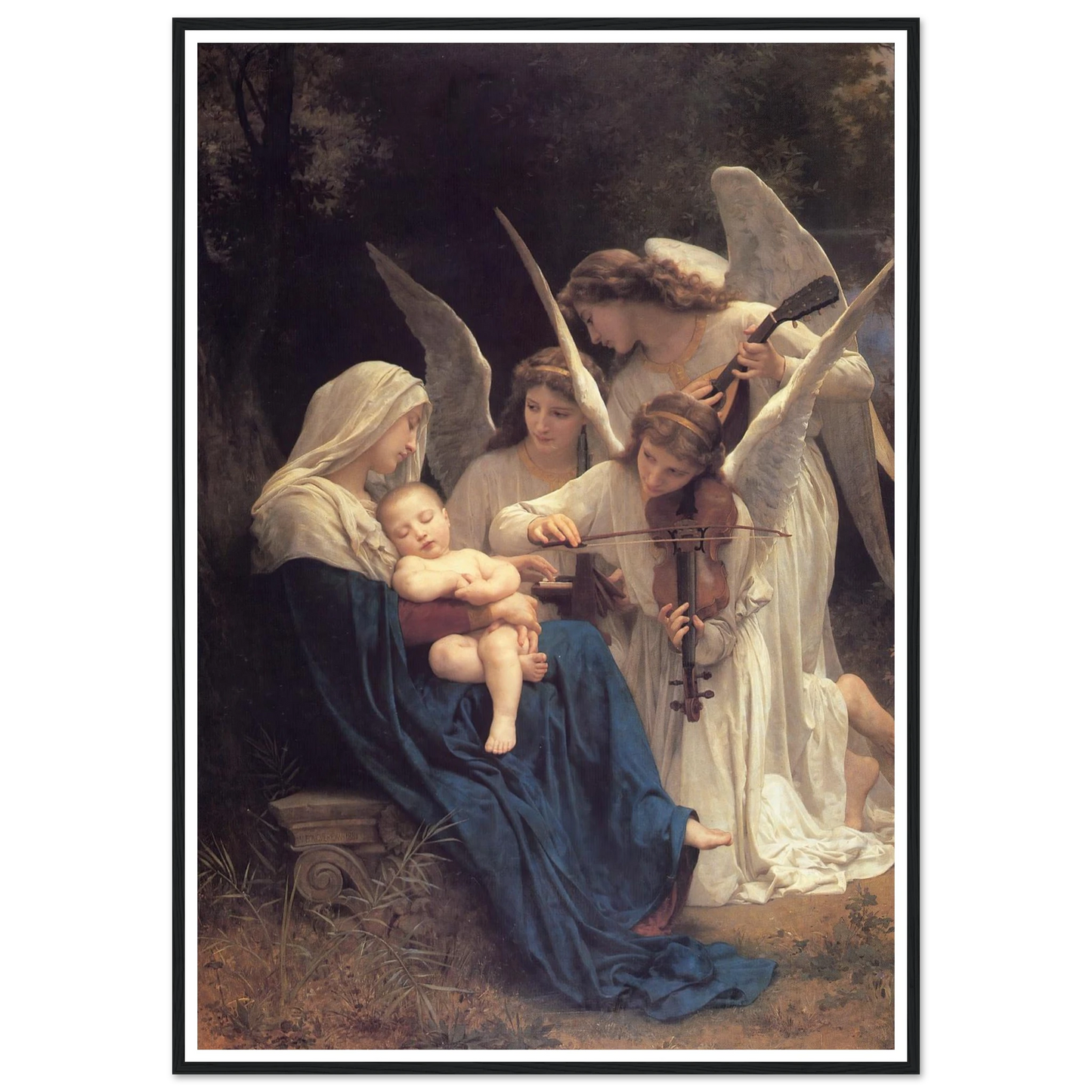 The song of the angels (1881) Art Print | William Bouguereau - Framed Poster - 30x40 cm / 12x16″ - Black frame