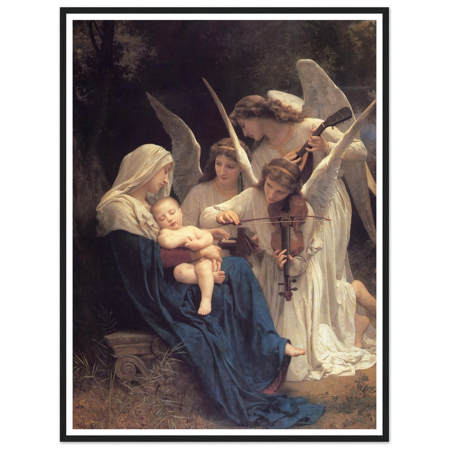 The song of the angels (1881) Art Print | William Bouguereau - Framed Poster - 30x40 cm / 12x16″ - Black frame