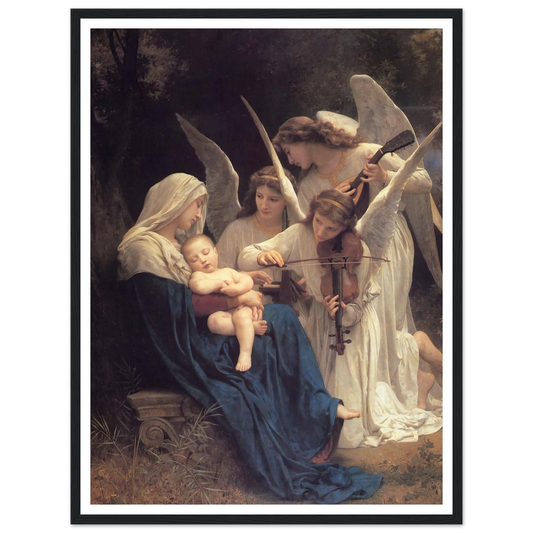 The song of the angels (1881) Art Print | William Bouguereau - Framed Poster - 30x40 cm / 12x16″ - Black frame