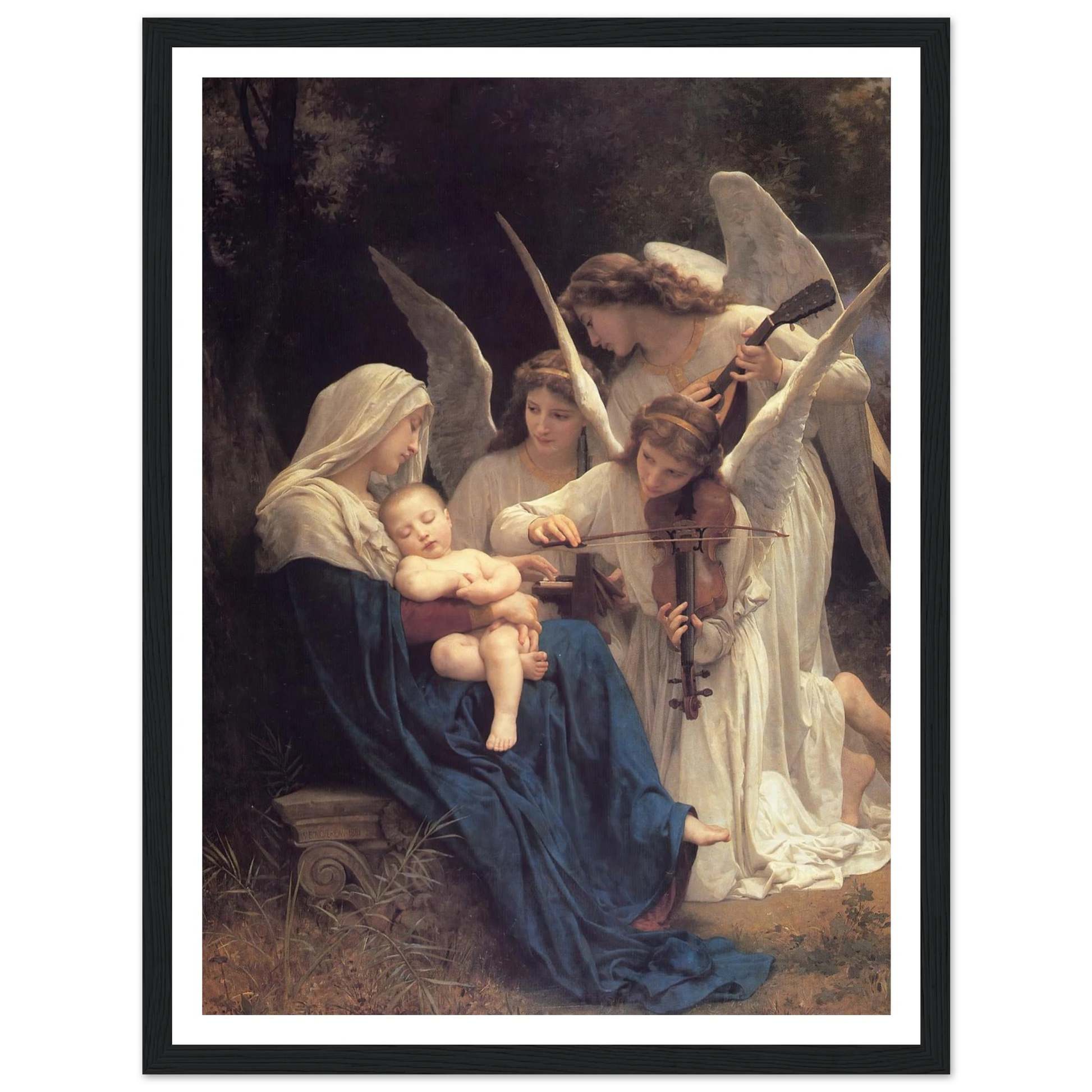 The song of the angels (1881) Art Print | William Bouguereau - Framed Poster - 30x40 cm / 12x16″ - Black frame