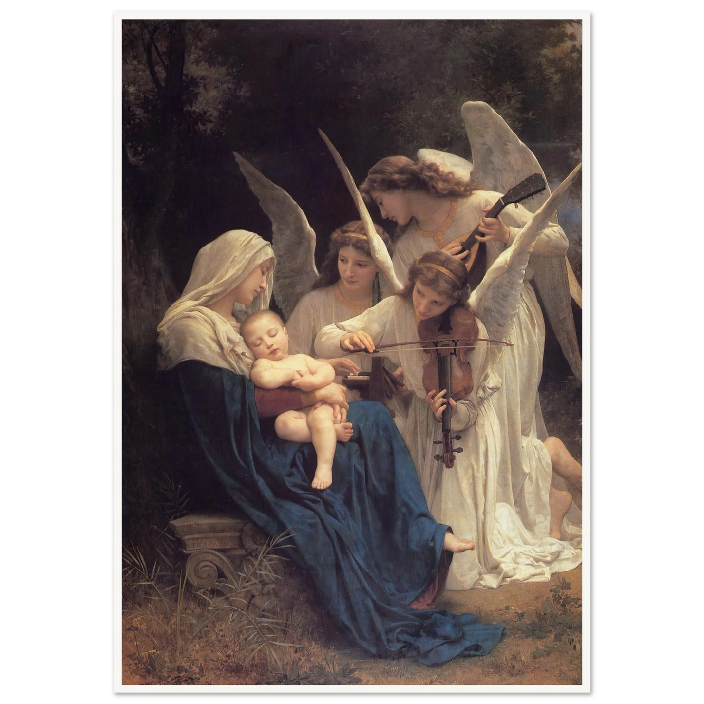 The song of the angels (1881) Art Print | William Bouguereau - Framed Poster - 30x40 cm / 12x16″ - Black frame